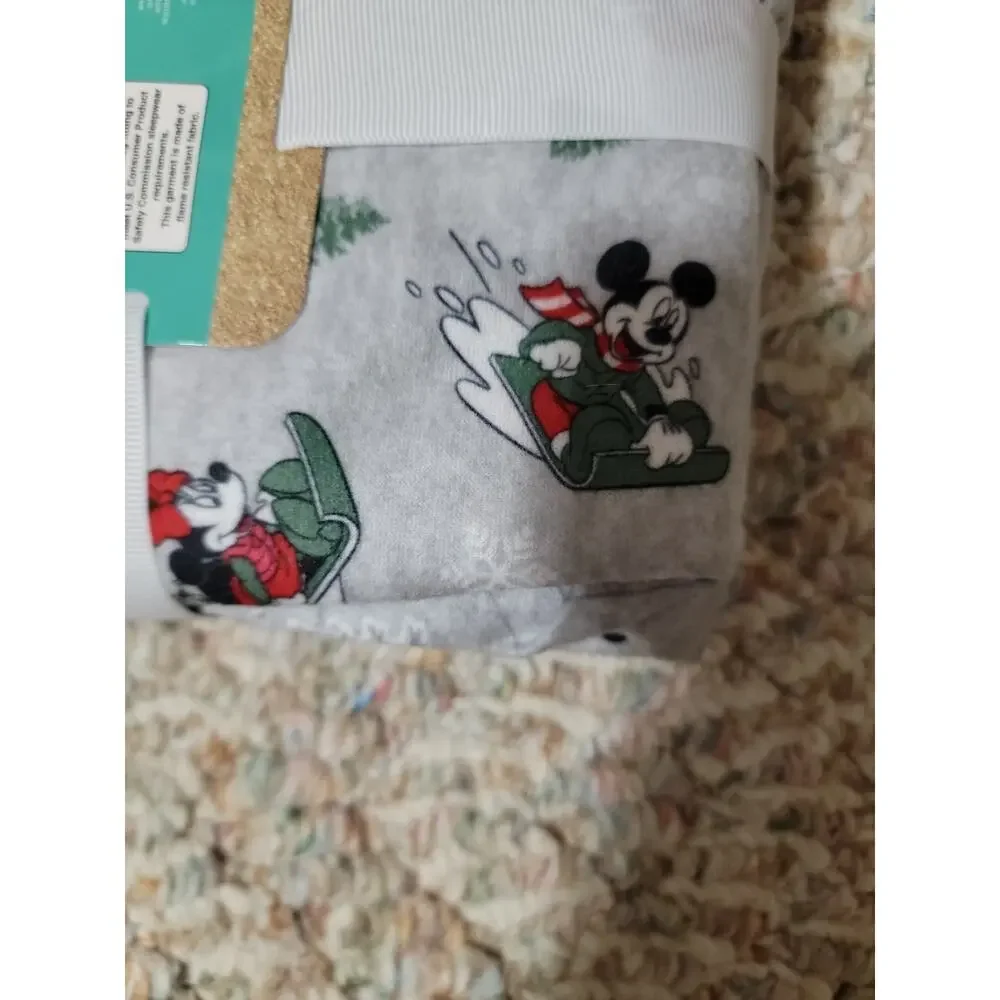 Disney Mickey Mouse Toddler Pajama Set Size 2T Grey Holiday PJs NWT